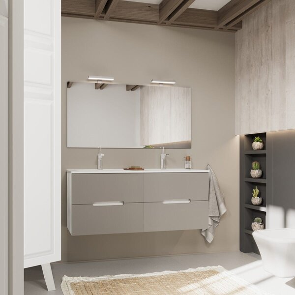 Mobilier Baie Bicolor, 120cm, 4 Sertare și Lavoar Dublu | Magnolia