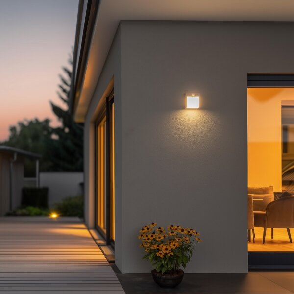 Aplică LED de exterior cu senzor Brilagi TERNI LED/12W/230V gri IP44