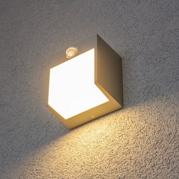 Aplică LED de exterior cu senzor Brilagi TERNI LED/12W/230V gri IP44