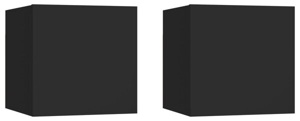 Dulapuri TV montaj pe perete, 2 buc., negru, 30,5x30x30 cm