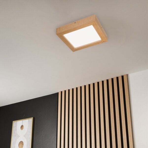Plafonieră LED dimabilă Brilagi WOODY FRAME LED/24W/230V stejar 30x30 cm IP44 + telecomandă