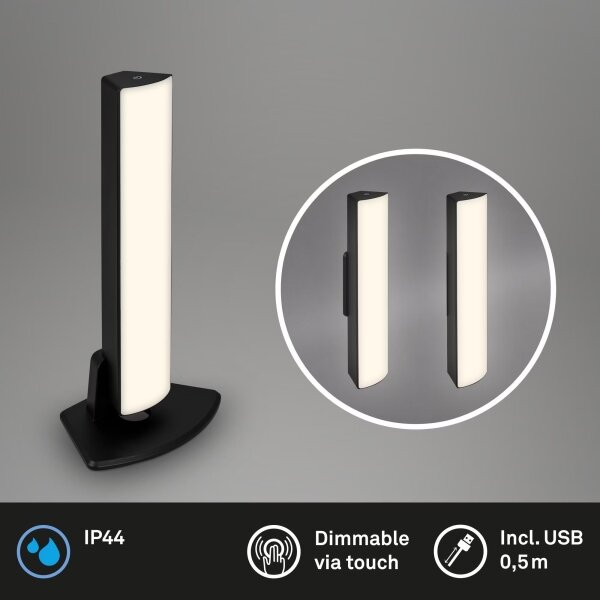 Lampă LED reîncărcabilă dimabil de masă de exterior Briloner 7474-015 LED/7W/5V 3000K negru