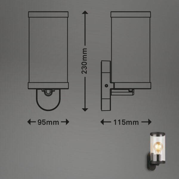 Aplică de exterior Briloner 3600-015 1xE27/12W/230V IP44 negru