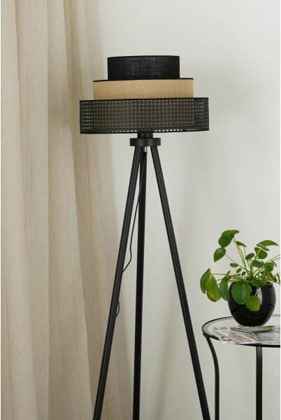 Brilagi - Lampă de podea DAKOTA LUNETA 1xE27/15W/230V negru/ratan