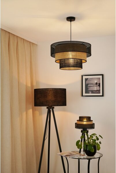 Brilagi - Lampă de masă DAKOTA LUNETA 1xE27/15W/230V negru/ratan