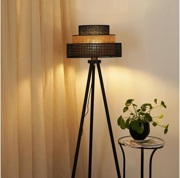 Brilagi - Lampă de podea DAKOTA LUNETA 1xE27/15W/230V negru/ratan