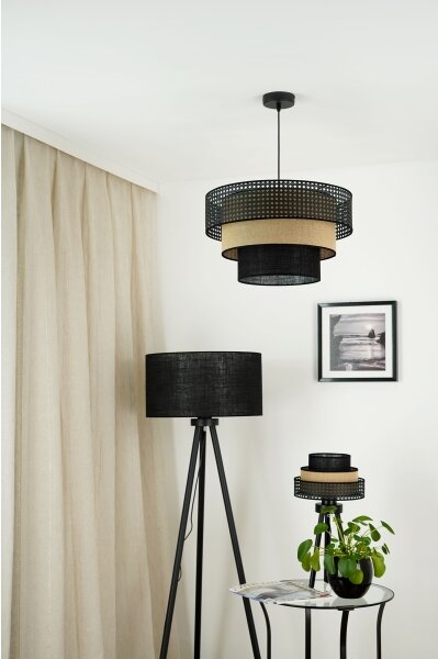 Brilagi - Lampă de masă DAKOTA LUNETA 1xE27/15W/230V negru/ratan