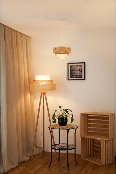 Brilagi - Lustr CEDAR LUNETA 1xE27/15W/230V pr. 25 ratan maro/crem