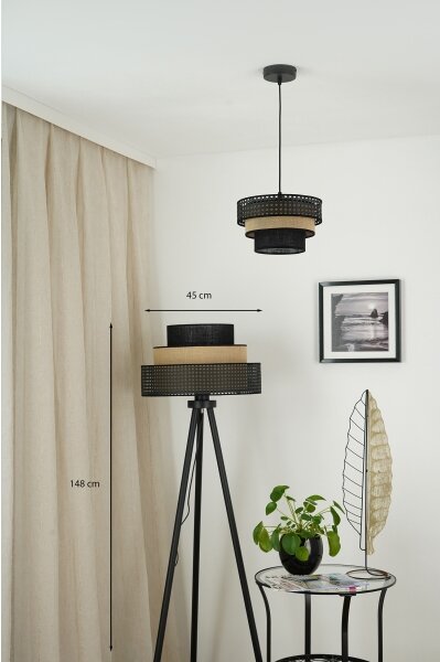 Brilagi - Lampă de podea DAKOTA LUNETA 1xE27/15W/230V negru/ratan