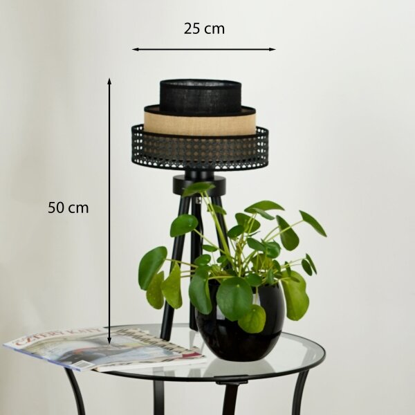 Brilagi - Lampă de masă DAKOTA LUNETA 1xE27/15W/230V negru/ratan