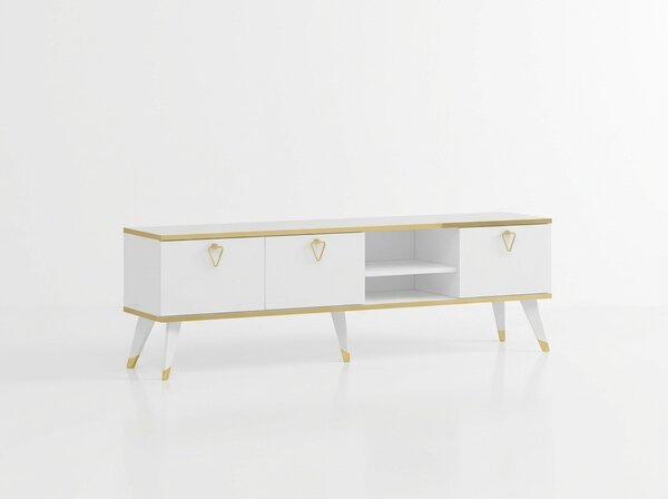 Masuta TV CAROL 160 cm, alb/auriu