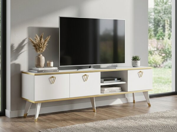 Masuta TV CAROL 160 cm, alb/auriu