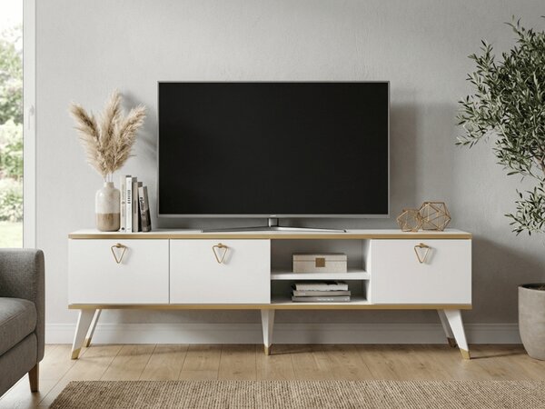 Masuta TV CAROL 160 cm, alb/auriu