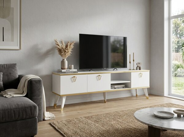 Masuta TV CAROL 160 cm, alb/auriu