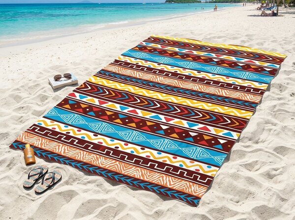 Prosop de plaja XXL cu uscare rapida AZTECA colorat 150 x 210 cm, 100% microfibra