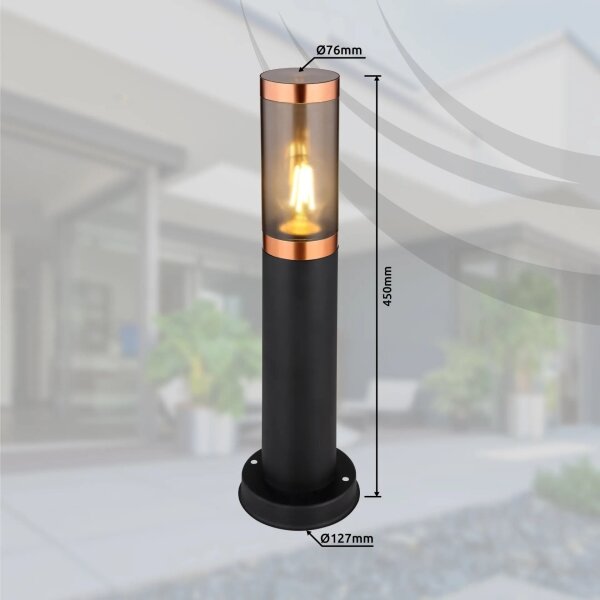 Lampă de exterior Globo 3158BC BOSTON 1xE27/23W/230V IP44 45 cm negru/cupru
