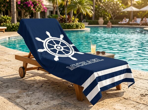 Prosoapa de plaja XXL cu uscare rapida HELMORA albastru-alb 150 x 210 cm, 100% microfibra