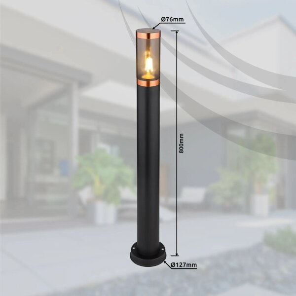Lampă de exterior Globo 31588BC BOSTON 1xE27/23W/230V IP44 80 cm negru/cupru