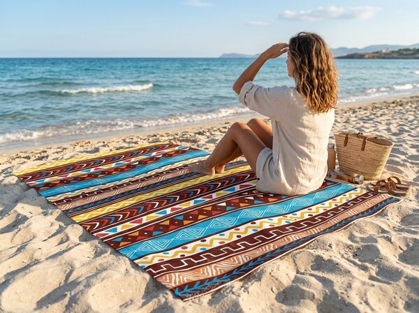 Prosop de plaja XXL cu uscare rapida AZTECA colorat 150 x 210 cm, 100% microfibra