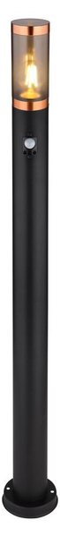 Lampă de exterior cu senzor Globo 3159BCS BOSTON 1xE27/15W/230V IP44 110 cm negru/cupru