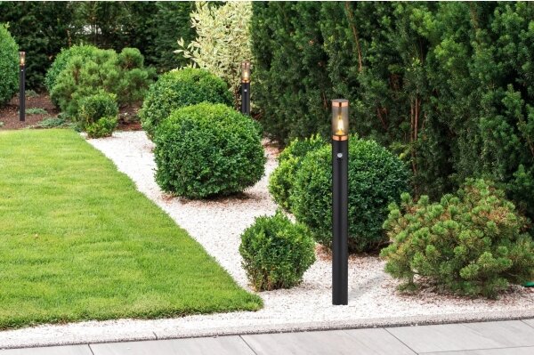 Lampă de exterior cu senzor Globo 3159BCS BOSTON 1xE27/15W/230V IP44 110 cm negru/cupru