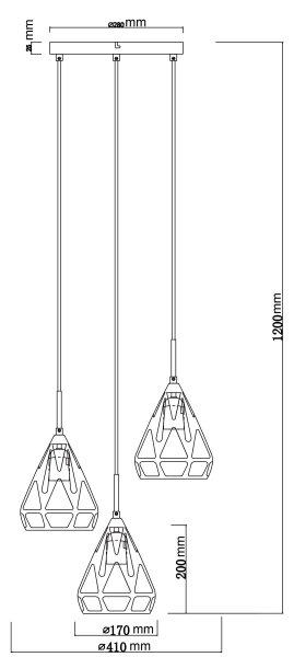 Lustră pe cablu Globo 15889-3H HASSAN 3xE27/40W/230V