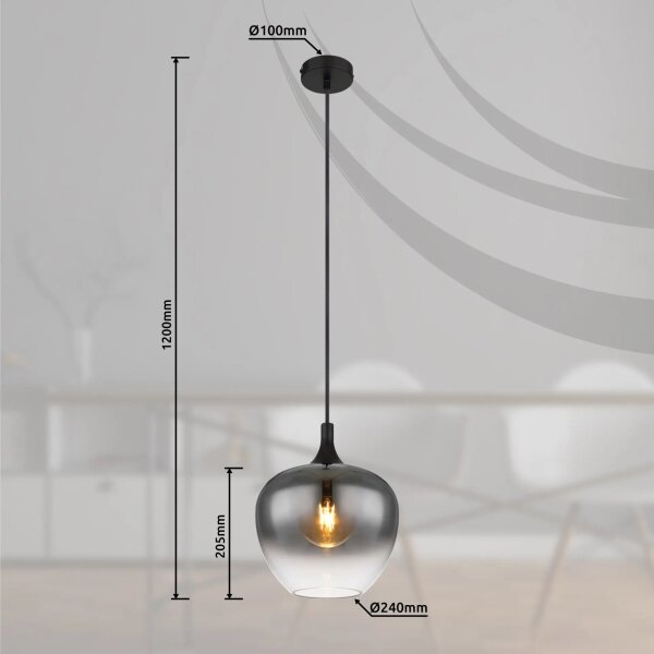 Lustră pe cablu Globo 15548H MAXY 1xE27/40W/230V d. 24 cm negru
