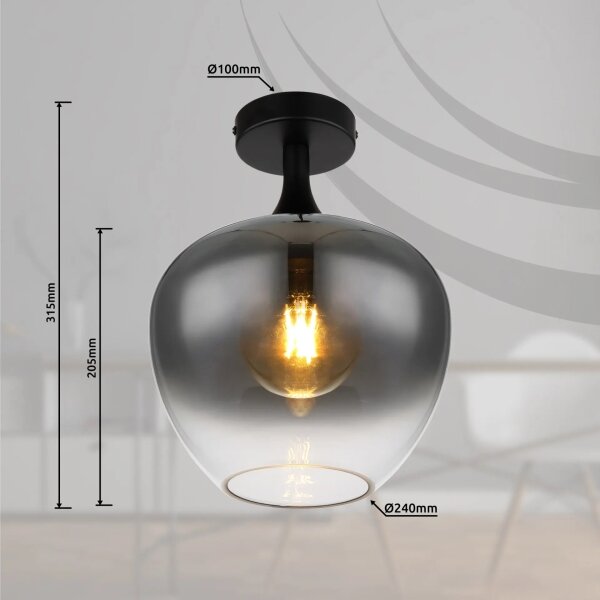 Plafonieră Globo 15548D MAXY 1xE27/40W/230V negru