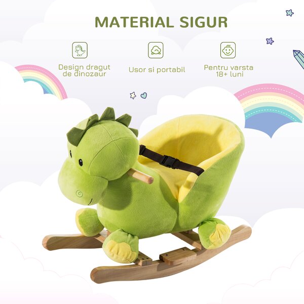 HOMCOM, balansoar dragon copii 60x33x45cm, verde si galben | Aosom Romania