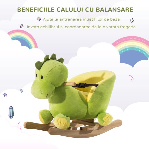 HOMCOM, balansoar dragon copii 60x33x45cm, verde si galben | Aosom Romania