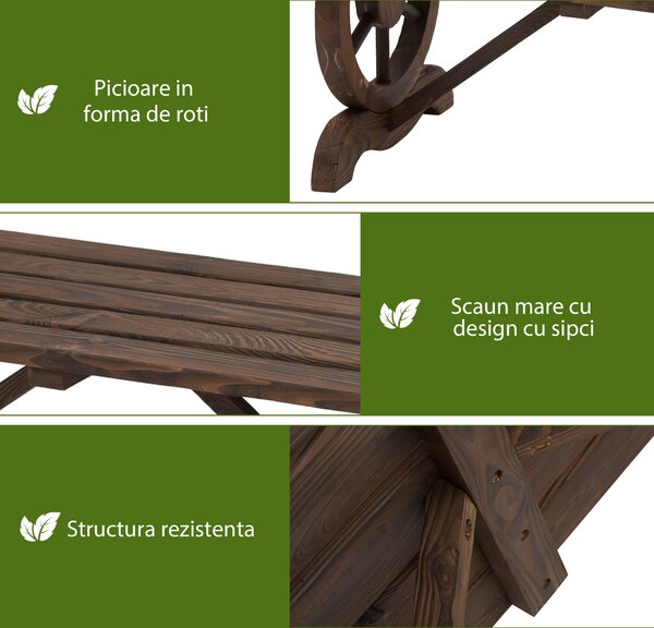Outsunny Banca de Gradina cu 2 locuri din lemn de molid, Maro 105x50x53cm | Aosom Romania