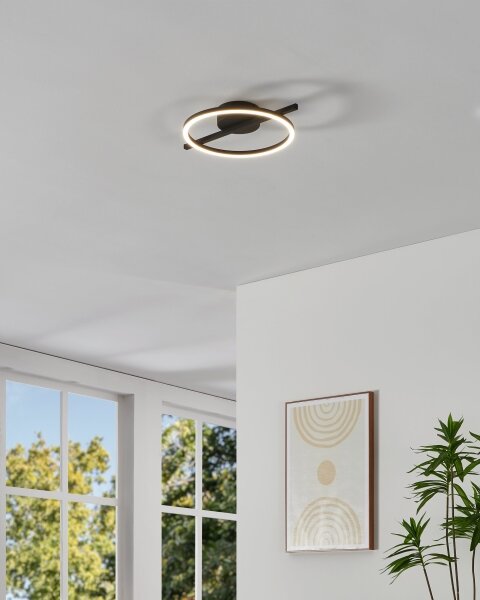 Plafonieră LED dimabilă Eglo 901113 AMANDOLO LED/17W/230V negru + telecomandă