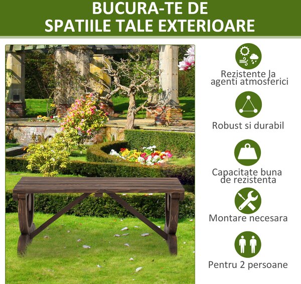 Outsunny Banca de Gradina cu 2 locuri din lemn de molid, Maro 105x50x53cm | Aosom Romania