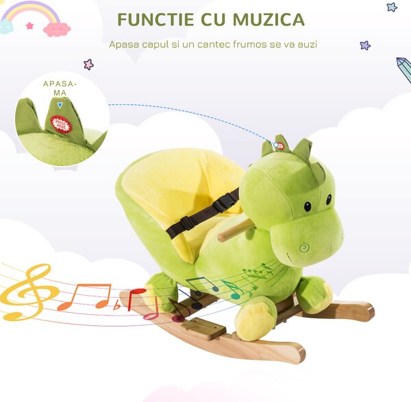 HOMCOM, balansoar dragon copii 60x33x45cm, verde si galben | Aosom Romania
