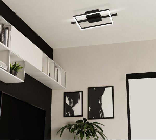 Plafonieră LED dimabilă Eglo 901115 AMANDOLO LED/17W/230V negru + telecomandă