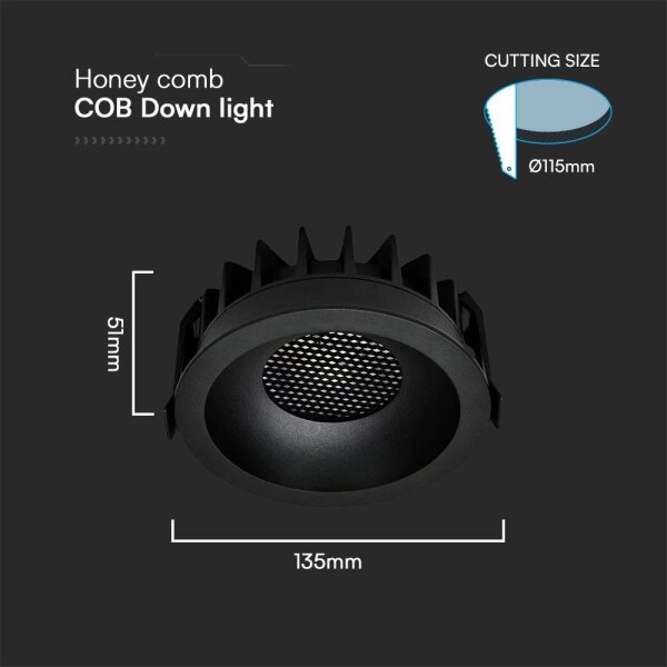 LED plafonieră 24W/230V, 13,5 cm, negru, 3000/4000/6400K