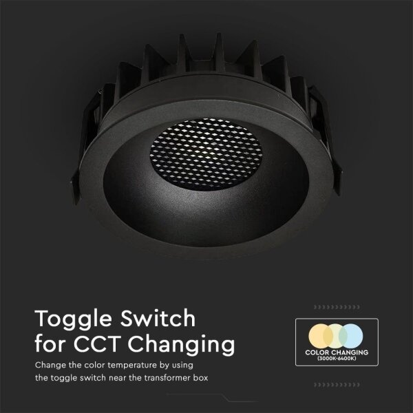 LED plafonieră 24W/230V, 13,5 cm, negru, 3000/4000/6400K