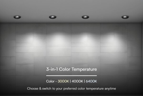 LED plafonieră 24W/230V, 13,5 cm, negru, 3000/4000/6400K
