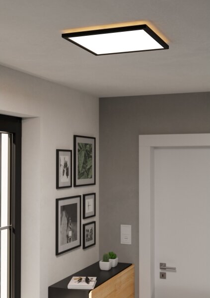 Plafonieră LED dimabilă de exterior Eglo 901456 ROVITO-R 17,6W/230V 39x39cm IP44 negru + telecomandă