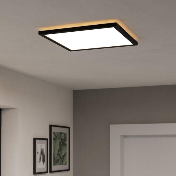Plafonieră LED dimabilă de exterior Eglo 901456 ROVITO-R 17,6W/230V 39x39cm IP44 negru + telecomandă