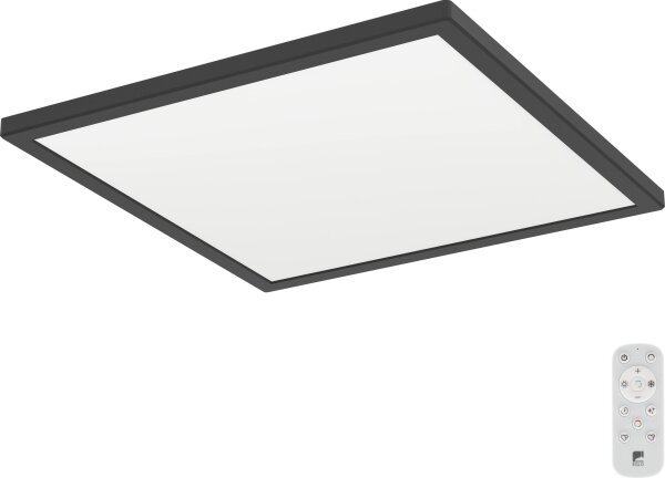 Plafonieră LED dimabilă de exterior Eglo 901456 ROVITO-R 17,6W/230V 39x39cm IP44 negru + telecomandă
