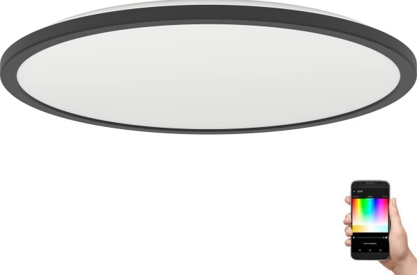 Plafonieră LED RGBW dimabilă de exterior Eglo 901465 ROVITO-Z 16,8W/230V d. 50 cm IP44 negru