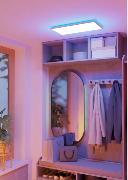 Plafonieră LED RGBW dimabilă de exterior Eglo 901477 ROVITO-Z 17,2W/230V 30x57 cm IP44 alb