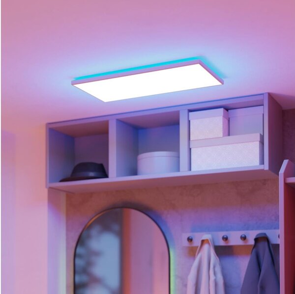 Plafonieră LED RGBW dimabilă de exterior Eglo 901477 ROVITO-Z 17,2W/230V 30x57 cm IP44 alb
