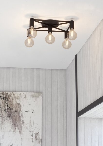 Plafonieră Eglo 43721 SPEKE 5xE27/40W/230V negru