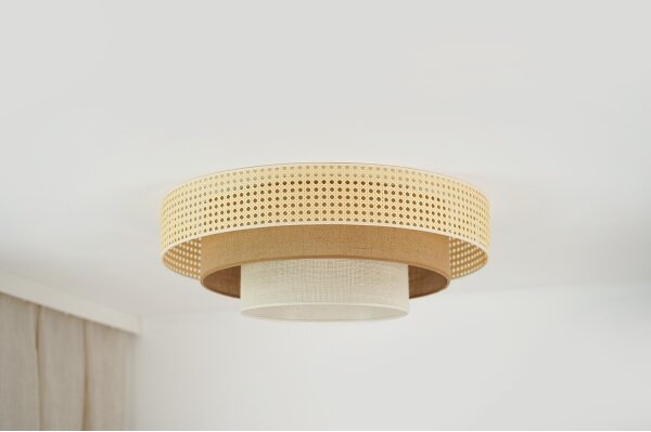 Brilagi - Plafonieră LED CEDAR LUNETA LED/26W/230V ratan/maro/crem