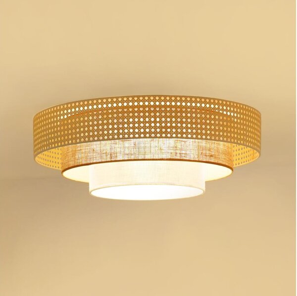 Brilagi - Plafonieră LED CEDAR LUNETA LED/26W/230V ratan/maro/crem