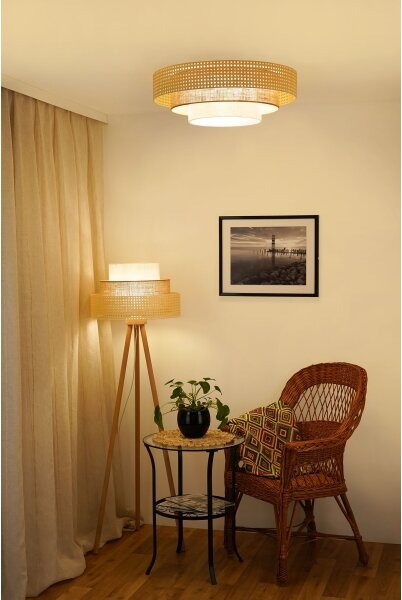 Brilagi - Plafonieră LED CEDAR LUNETA LED/26W/230V ratan/maro/crem