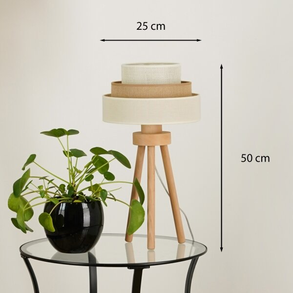 Brilagi - Lampă de masă DENVER LUNETA 1xE27/15W/230V bej/maro/crem