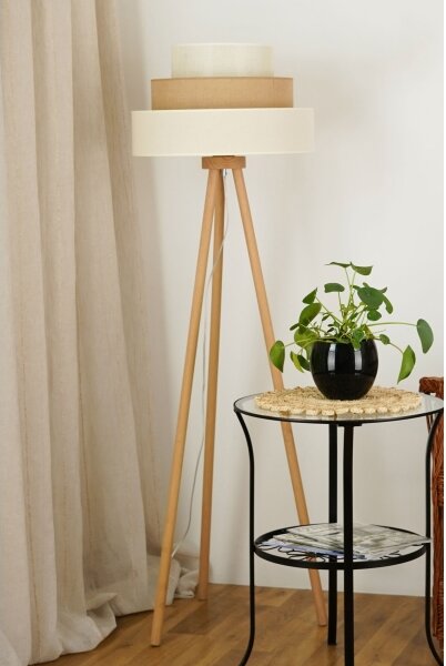 Brilagi - Lampă de podea DENVER LUNETA 1xE27/15W/230V bej/maro/crem